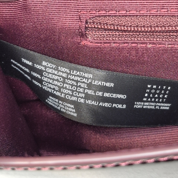 WHBM Embossed Calfhair & Patent Leather Clutch Evening Bag - Port Wine / Oxblood - Picture 7 of 8